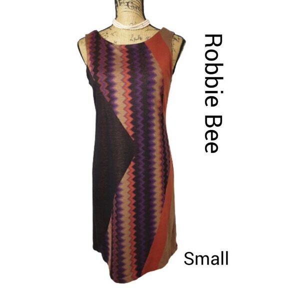 Women's Vintage Dress 60's Sleeveless Sheath Southwest Zig Zag Small - Picture 1 of 6
